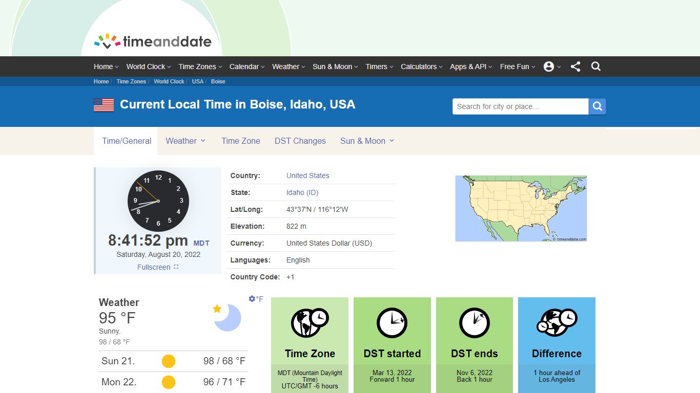 Current Local Time in Boise, Idaho, USA - Time and Date