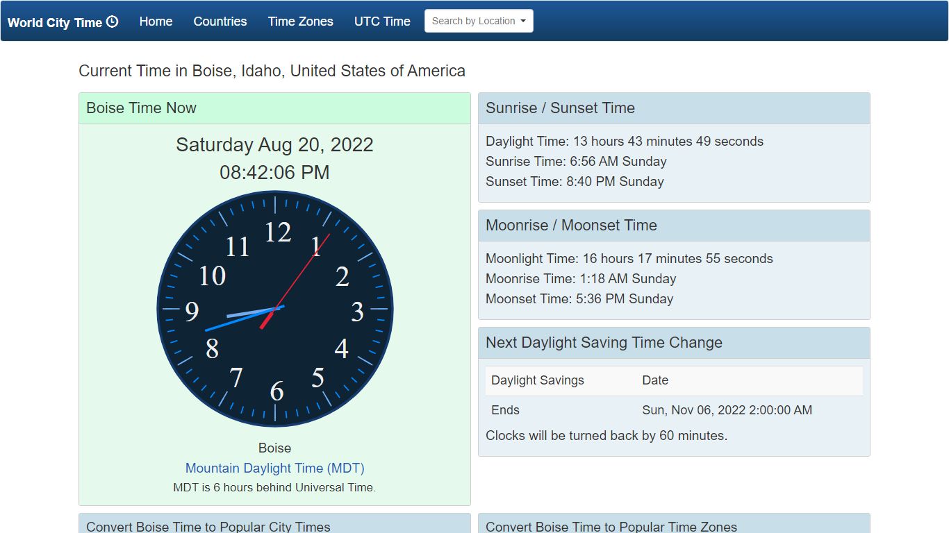 Current Time in Boise - WorldCityTime